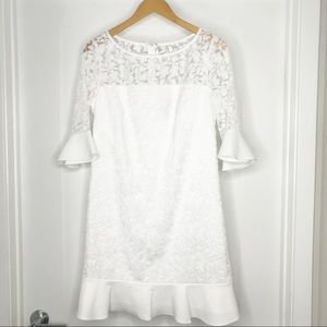 Adrianna Papell White Lace Boho Dress